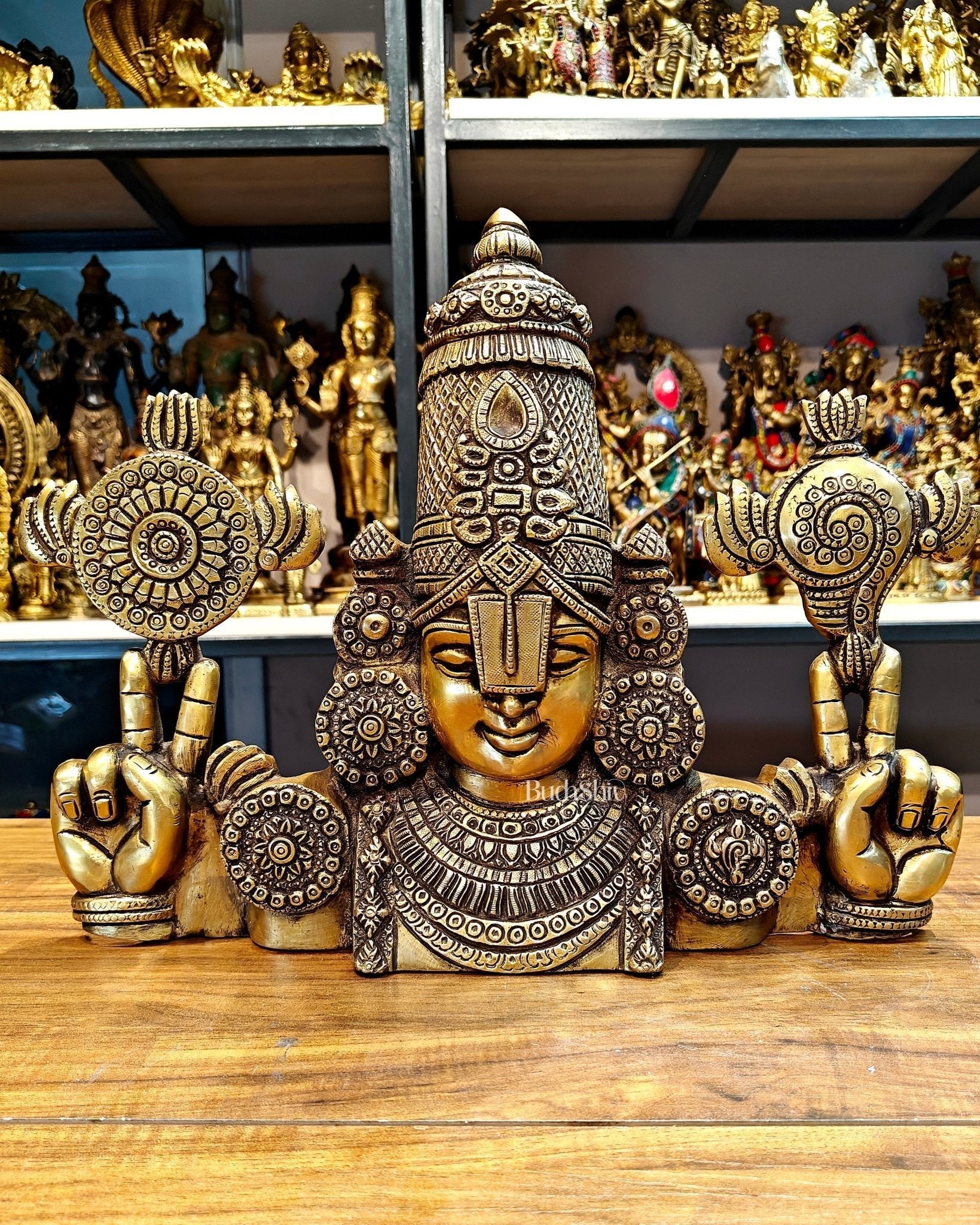 Brass Superfine Tirupati Balaji Wall Hanging - 12x16 Inch - Sama Homes Idol - Brass Sculpture - Eco-friendly - Sama Homes