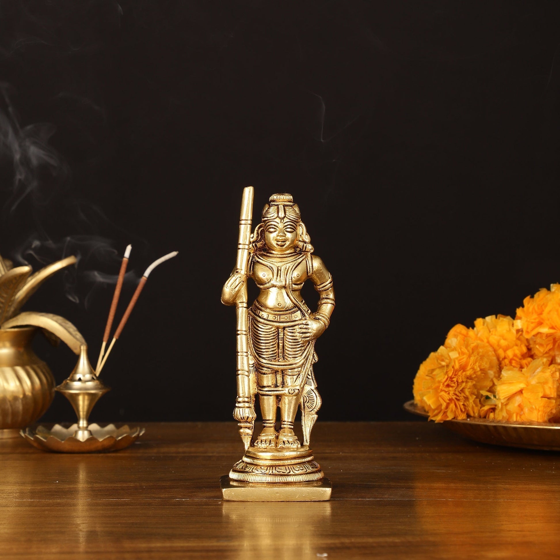 Brass Superfine Udupi Krishna Idol - 6.5" Elegant Sculpture - Sama Homes Idol - Brass Sculpture - Eco-friendly - Sama Homes