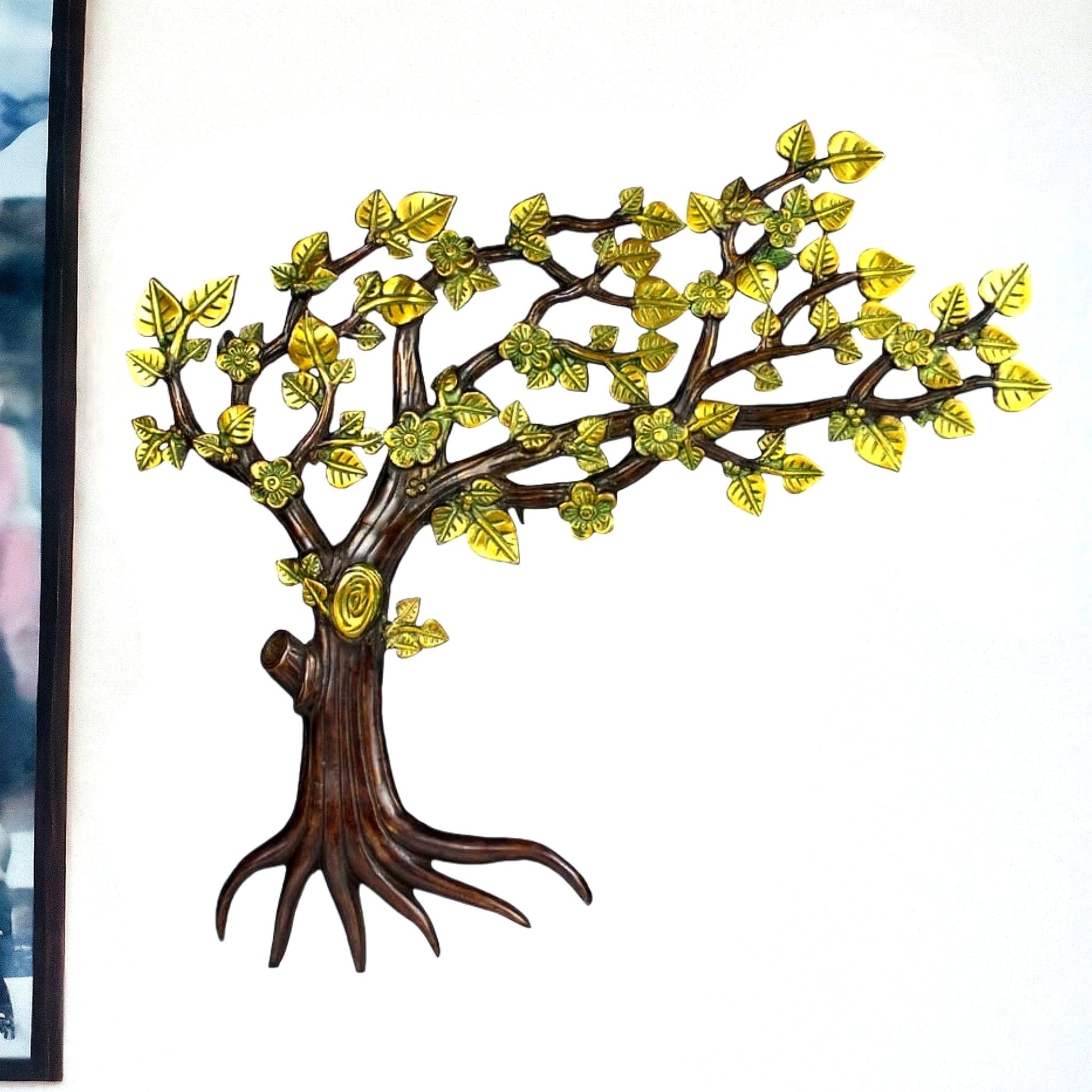Árbol Kalpavriksha antiguo de latón extrafino para colgar en la pared - Eco-friendly - Sama Homes
