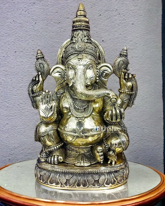Brass Surya Ganesha Statue 20" - Sama Homes Idol - Brass Sculpture