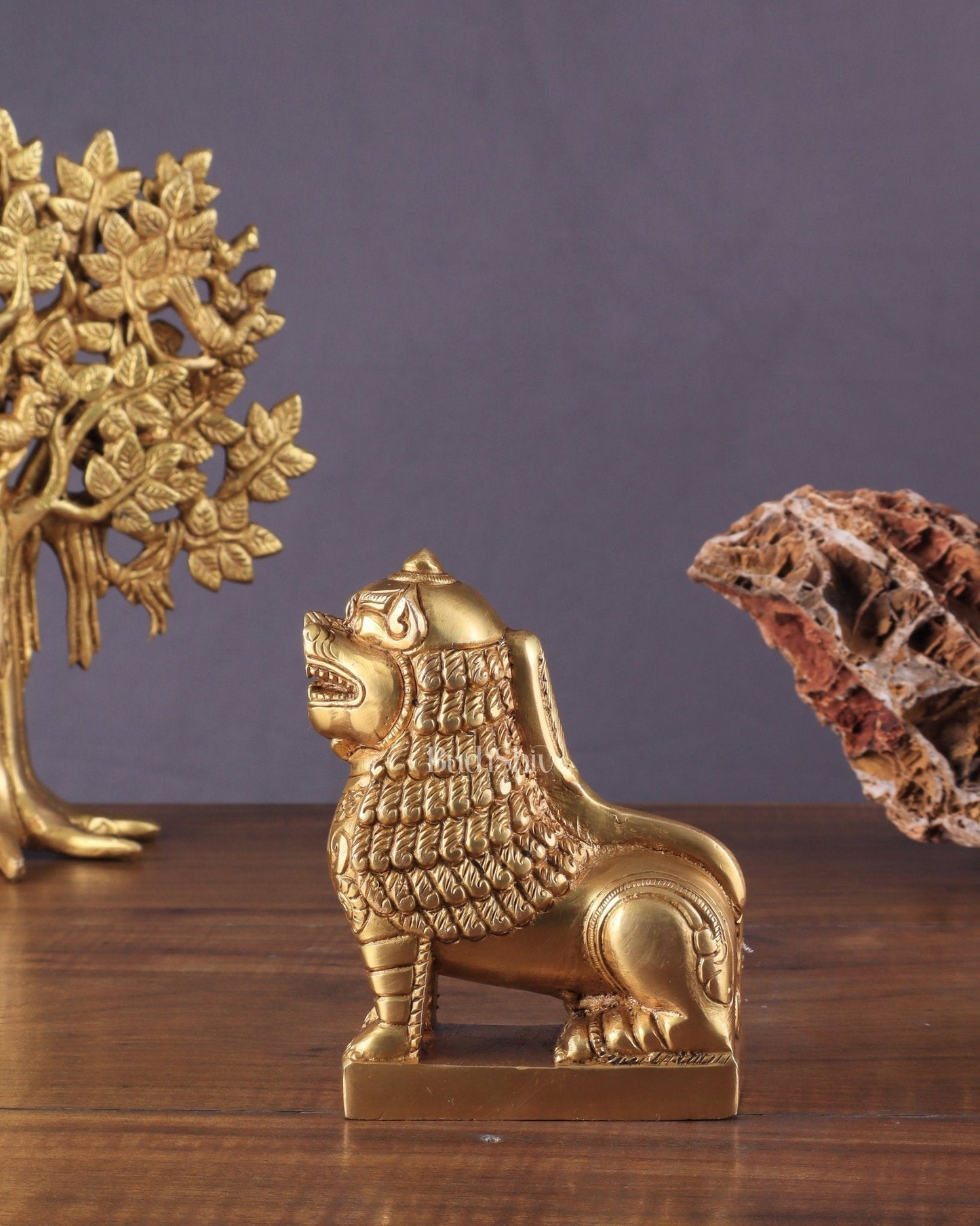 Brass Tibetan Snow Lion Showpiece – Symbol of Strength and Protection - Sama Homes Idol - Brass Sculpture