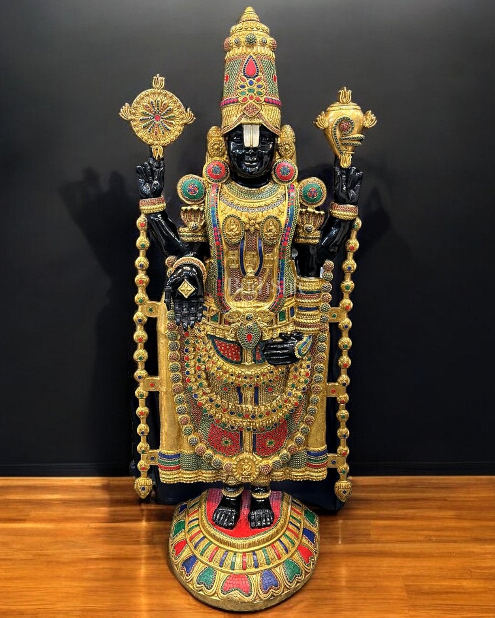Brass Tirupati Balaji 69 inch large Statue - Lord Venkateshwara Large Statue - Sama Homes Idol - Brass Sculpture - Eco-friendly - Sama Homes