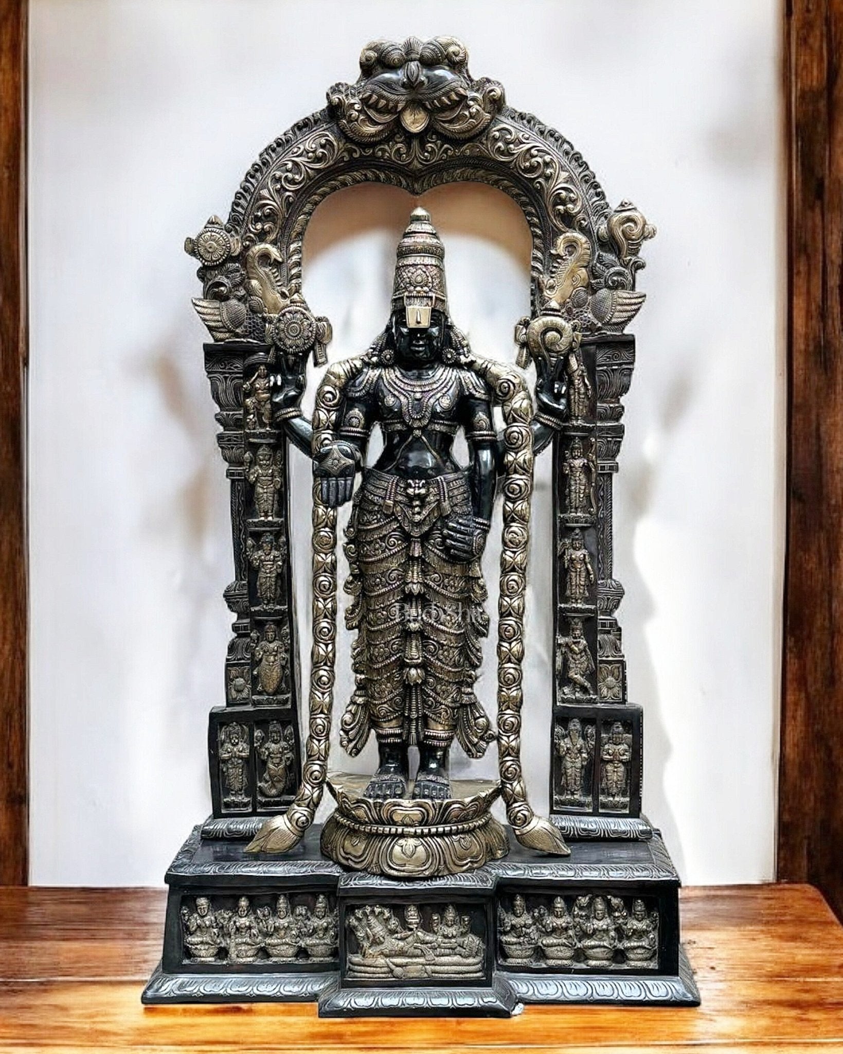 Brass Tirupati Balaji Lord Venkateshwara Statue 86" Large - Sama Homes Idol - Brass Sculpture - Eco-friendly - Sama Homes