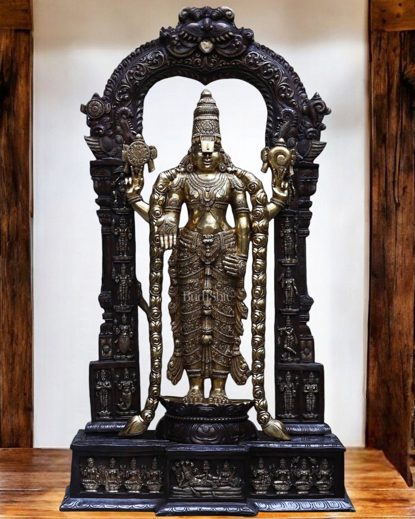 Brass Tirupati Balaji Lord Venkateshwara Statue 86" Large - Sama Homes Idol - Brass Sculpture