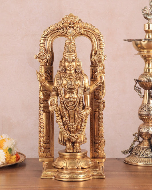 Brass Tirupati Balaji Lord Venkateshwara Swamy statue 16 inch - Sama Homes Idol - Brass Sculpture