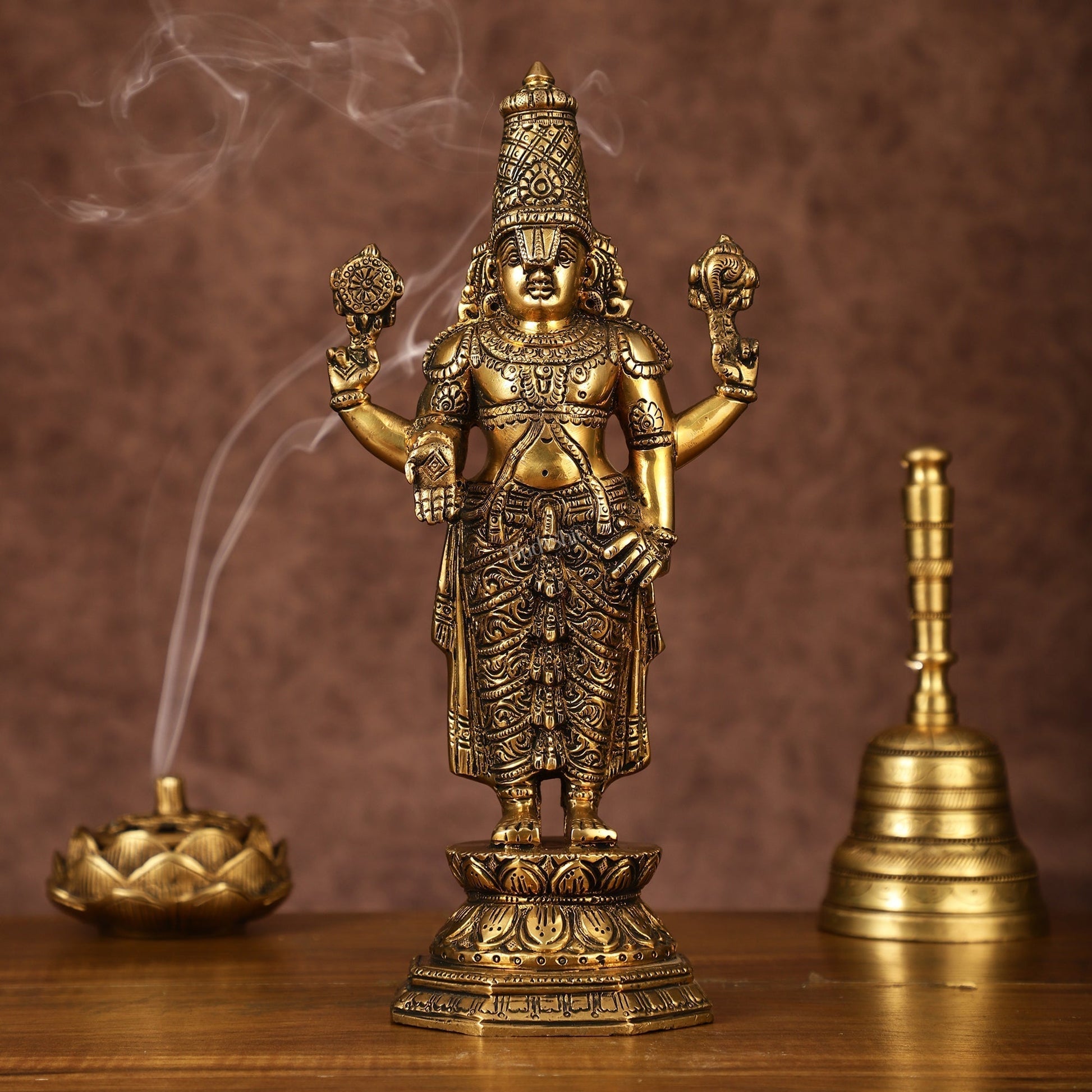 Brass Tirupati Balaji Statue | 12" Height | Divine Elegance - Sama Homes Idol - Brass Sculpture - Eco-friendly - Sama Homes