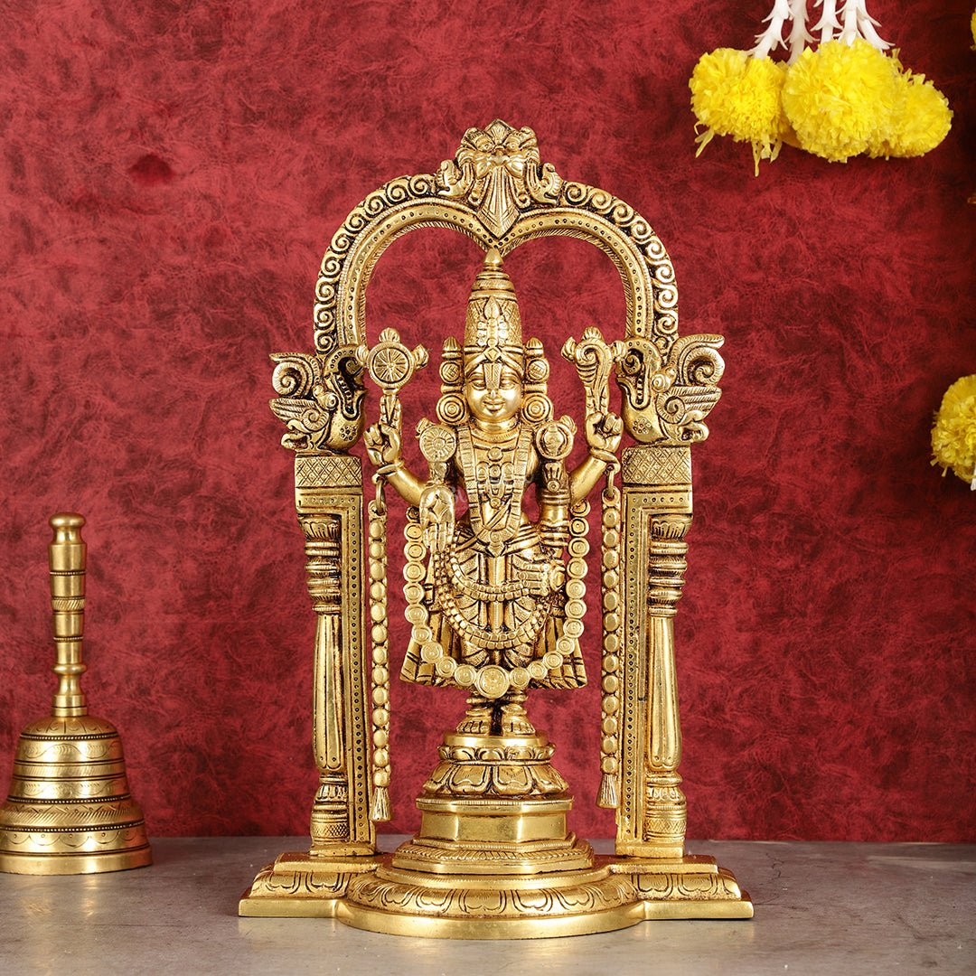 Brass Tirupati Balaji Statue 14" antique tone - Sama Homes Idol - Brass Sculpture - Eco-friendly - Sama Homes