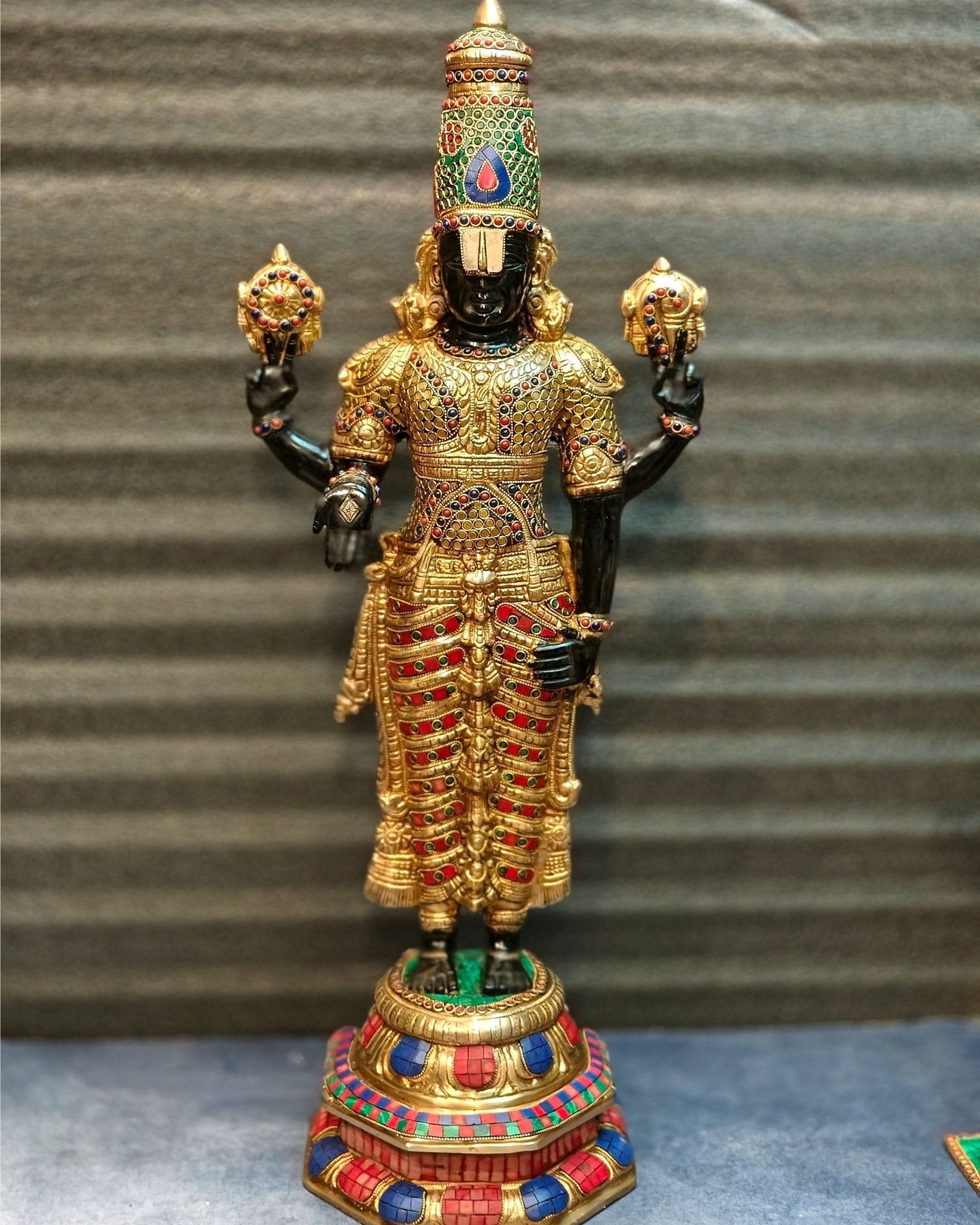 Brass Tirupati Balaji Statue 33 inch - Sama Homes Idol - Brass Sculpture - Eco-friendly - Sama Homes