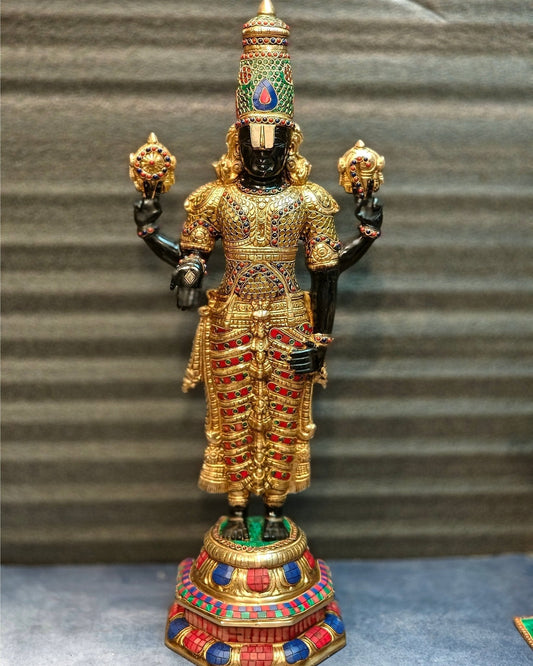 Brass Tirupati Balaji Statue 33 inch - Sama Homes Idol - Brass Sculpture