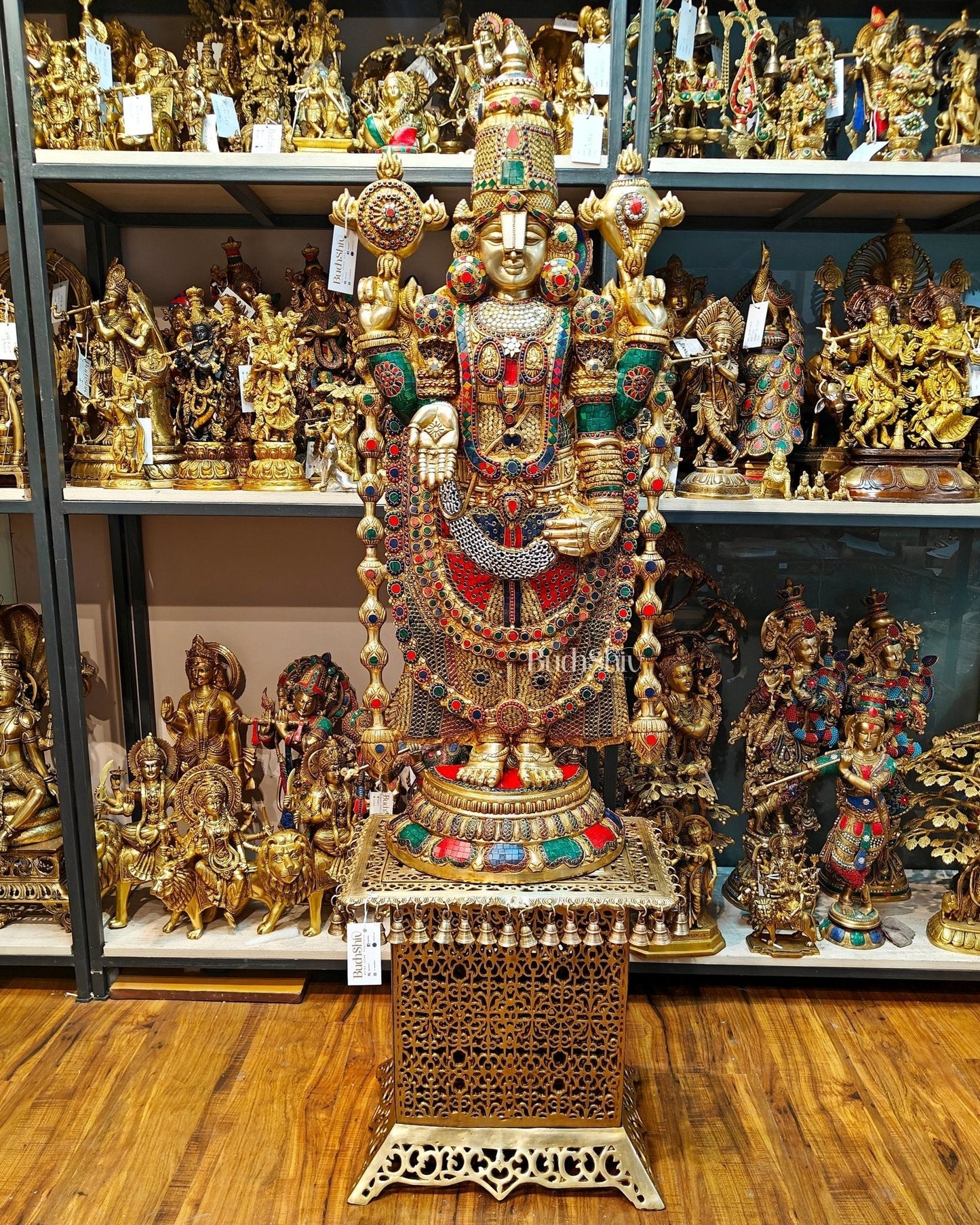 Brass Tirupati Balaji statue 48 inch multicolour - Sama Homes Idol - Brass Sculpture