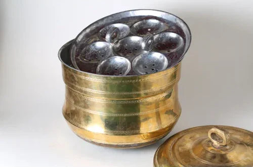 Traditional Brass Idli Pathram – Handcrafted Idli Cooker & Steamer with Tin Coating | 7, 9 & 12 Pit Options | South Indian Cookware - Image 3