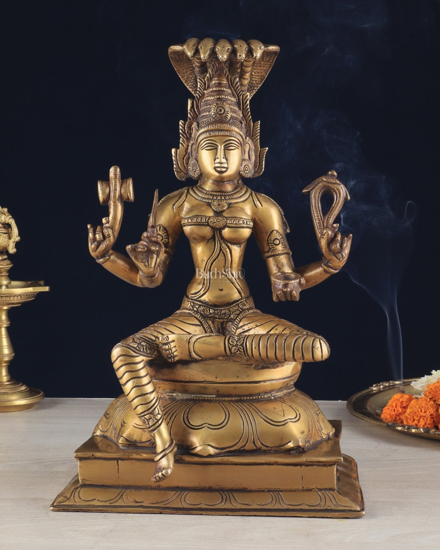 Brass Unique Mariamman Idol – Divine Goddess Statue (12 Inches) - Sama Homes Idol - Brass Sculpture