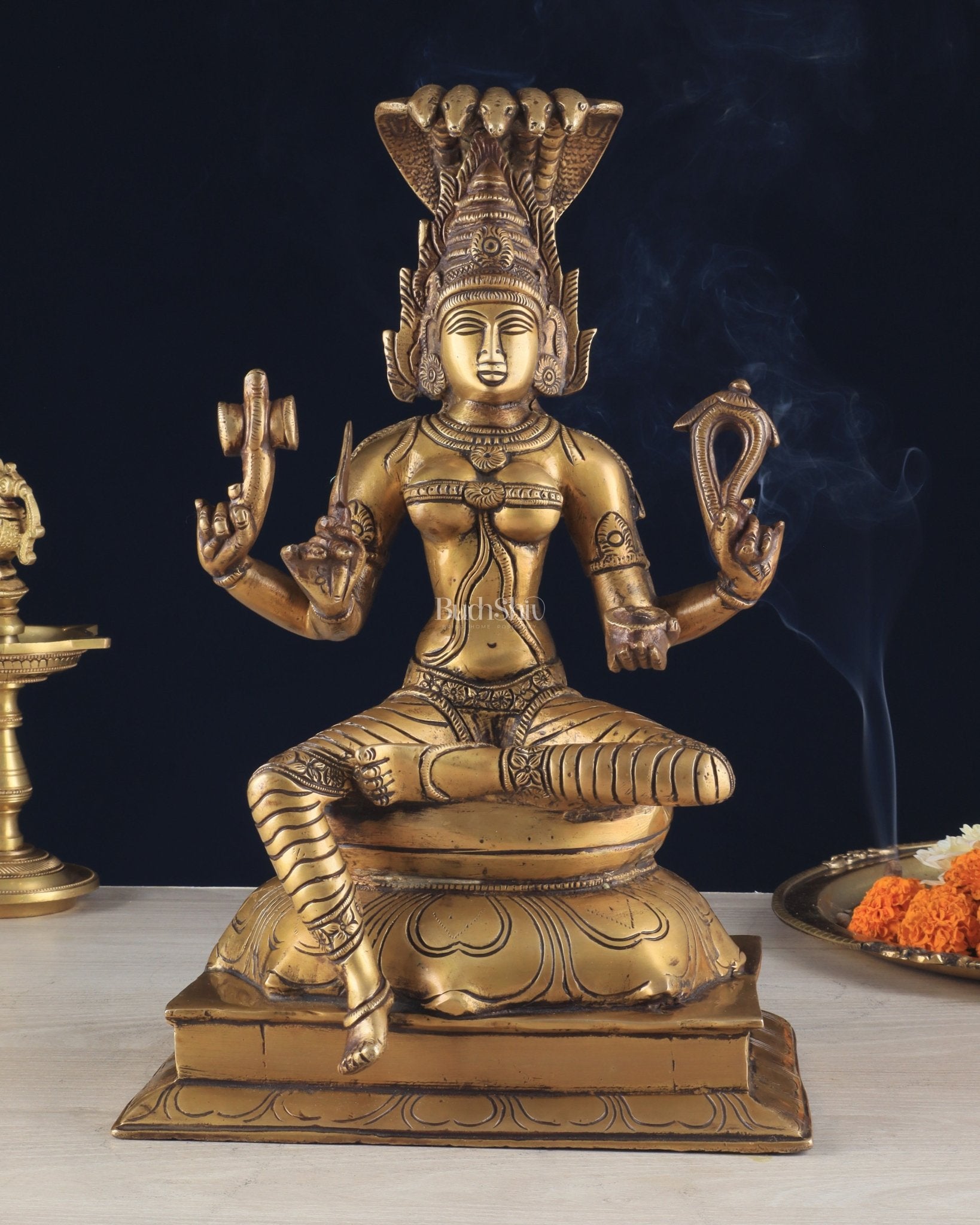 Brass Unique Mariamman Idol – Divine Goddess Statue (12 Inches) - Sama Homes Idol - Brass Sculpture - Eco-friendly - Sama Homes