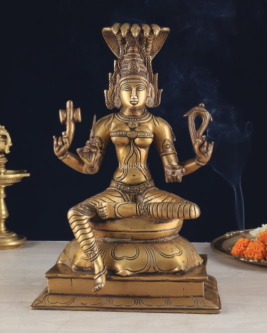 Brass Unique Mariamman Idol – Divine Goddess Statue (12 Inches) - Sama Homes Idol - Brass Sculpture