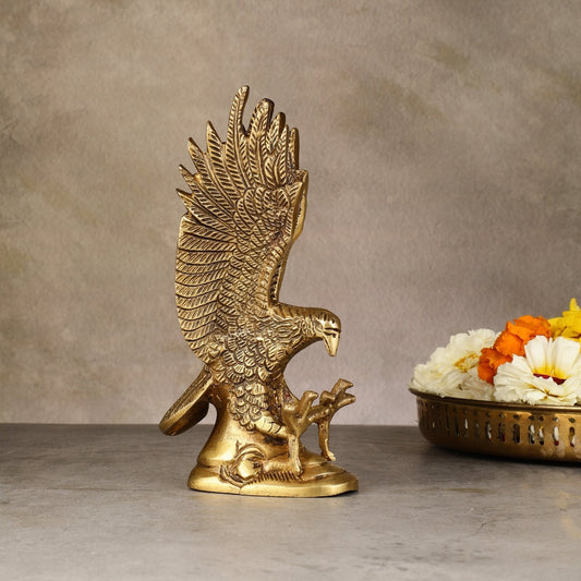Brass Vastu Eagle with Open Feathers - 7.5" fengshui - Sama Homes Idol - Brass Sculpture
