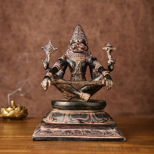 Brass Yog Narasimha swamy Statue 11" - Sama Homes Idol - Brass Sculpture