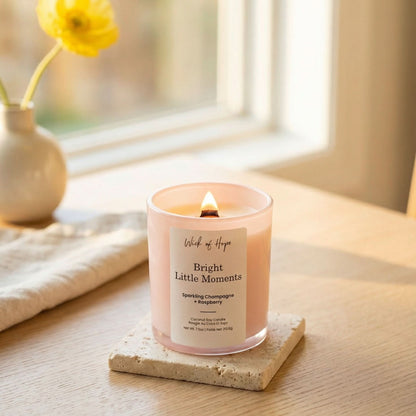Bright Little Moments Candle | Champagne + Raspberry by Wick of Hope - Full Size Candle (View 5)