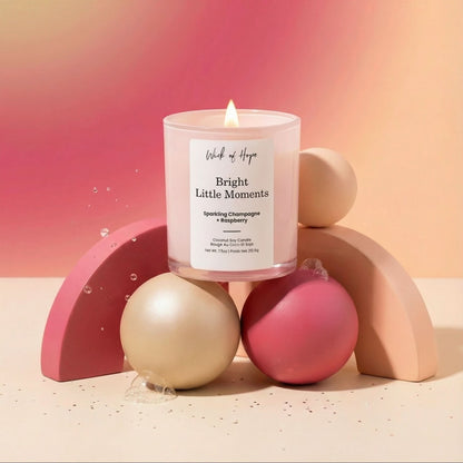 Bright Little Moments Candle | Champagne + Raspberry by Wick of Hope - Full Size Candle (View 2)