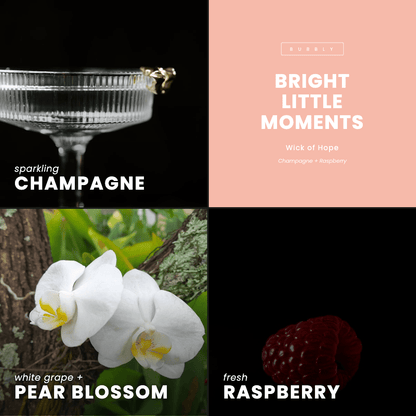 Bright Little Moments Candle | Champagne + Raspberry by Wick of Hope - Full Size Candle (View 7)