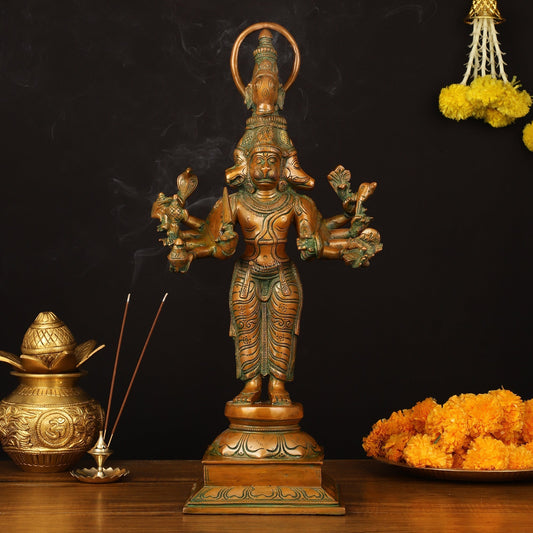 Bronze Finish Brass Lord Panchmukhi Hanuman Statue - 22 Inch - Sama Homes Idol - Brass Sculpture