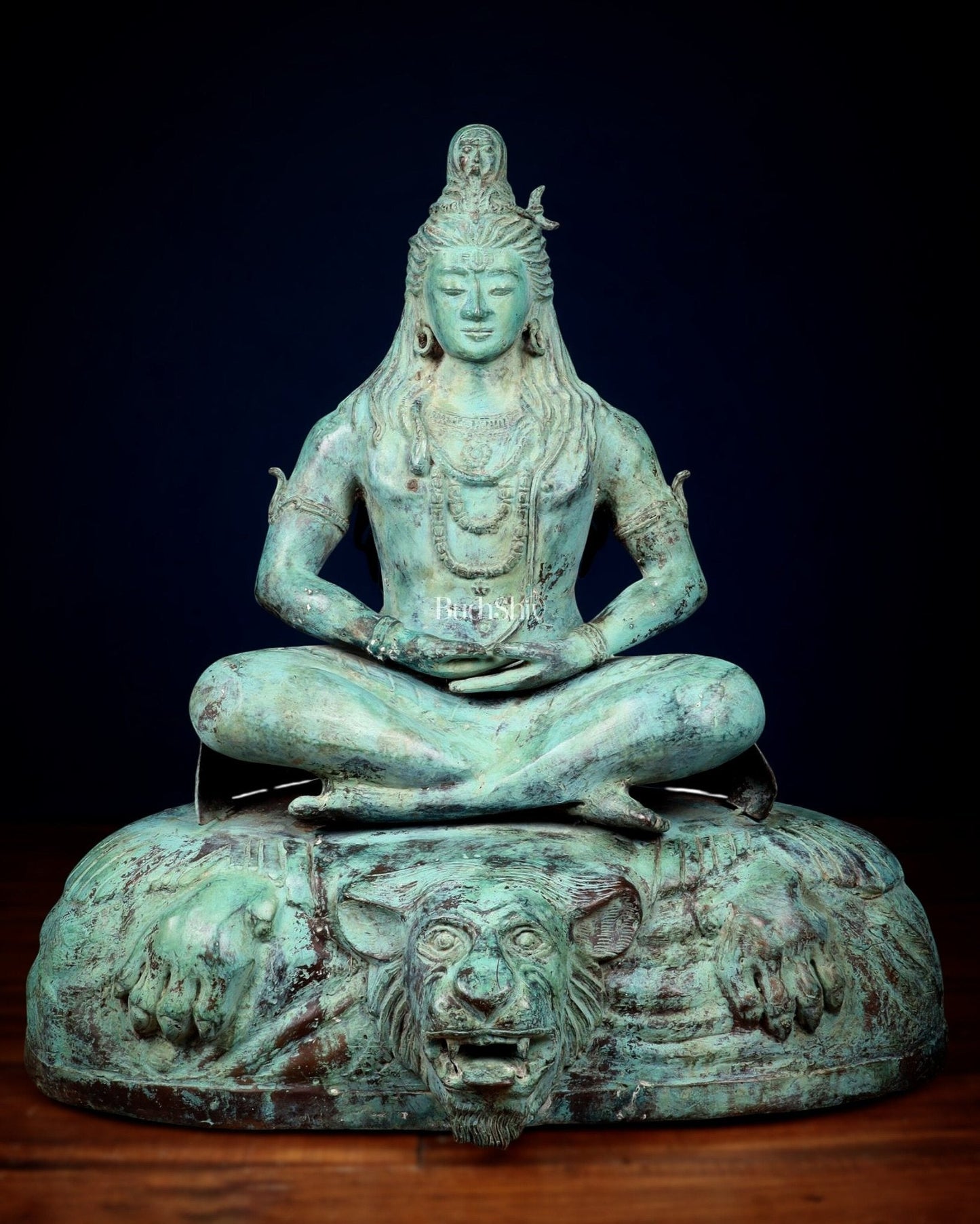 Bronze Lord Shiva in Meditation – Dhyana Mudra Mahadev Sculpture, 30" - Sama Homes Idol - Brass Sculpture