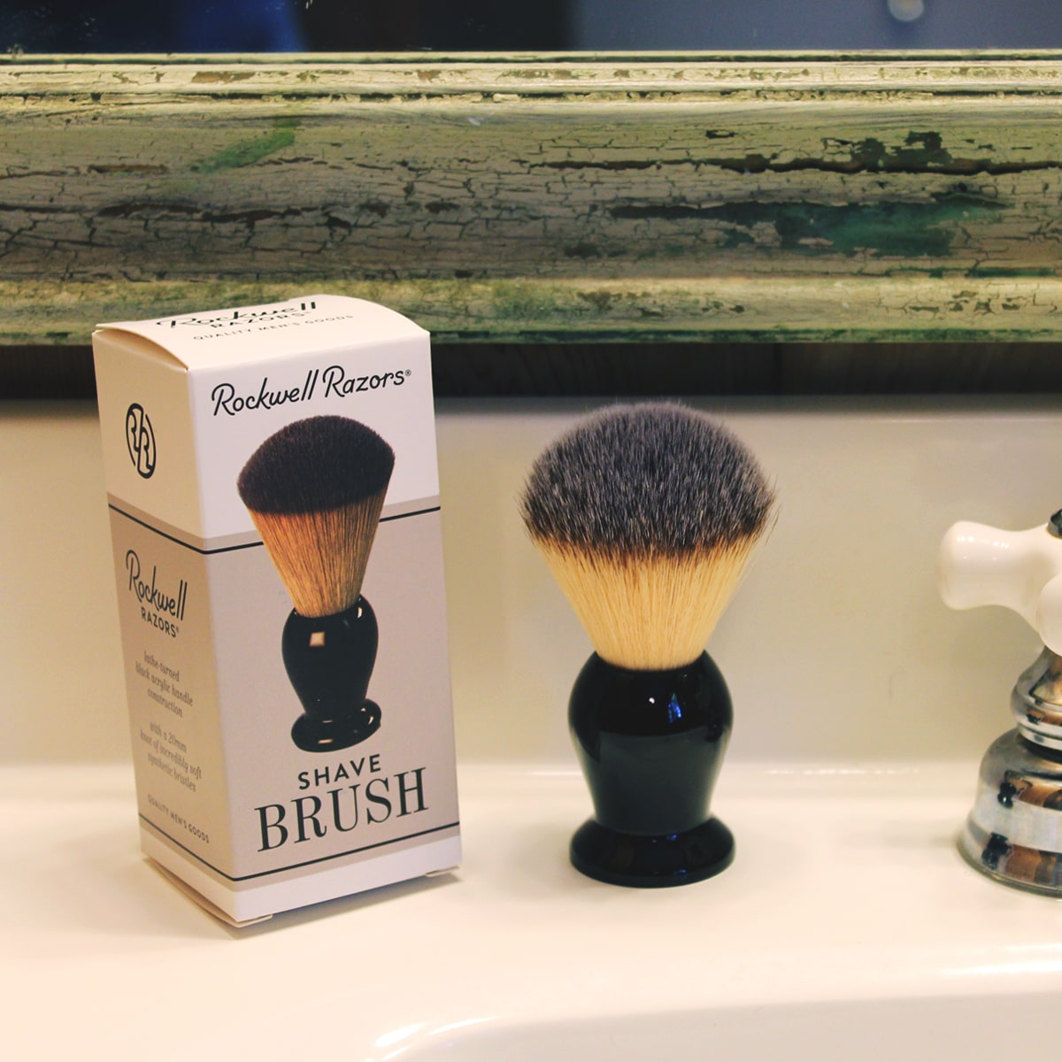 Rockwell Synthetic Shaving Brush, H:105, L:60, K:20mm, Black Acrylic Handle - Image 3