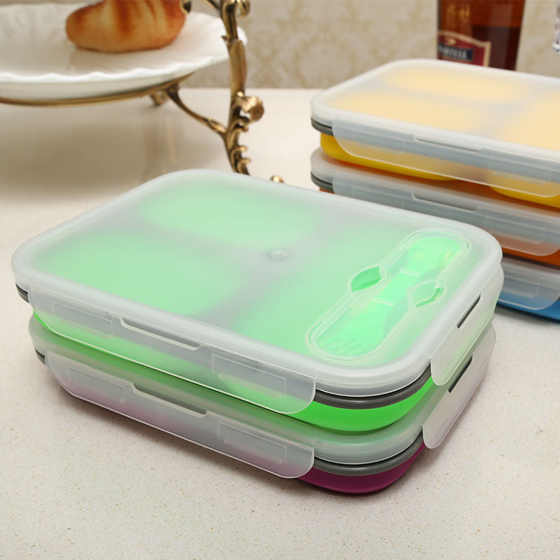 Outdoor Tableware Silicone Folding Lunch Box Portable Sealed Lunch – Image 6 - Image 6
