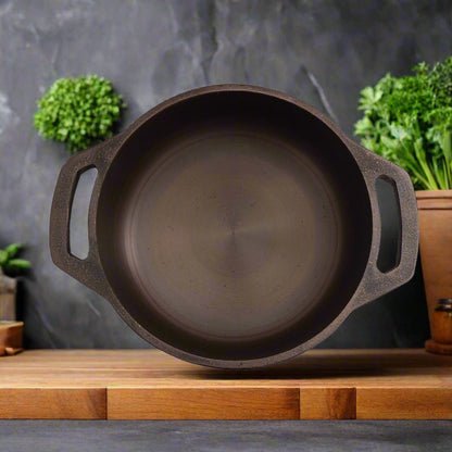 Handcrafted Cast Iron Flat Bottom Pan-Kadai – Image 2