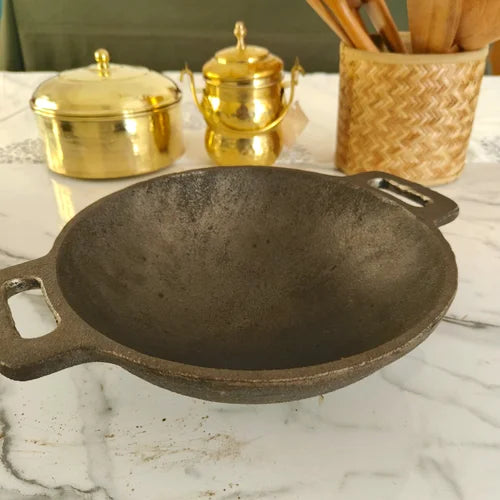 Cast Iron Kadai Smooth Finish Round Bottom – Image 2