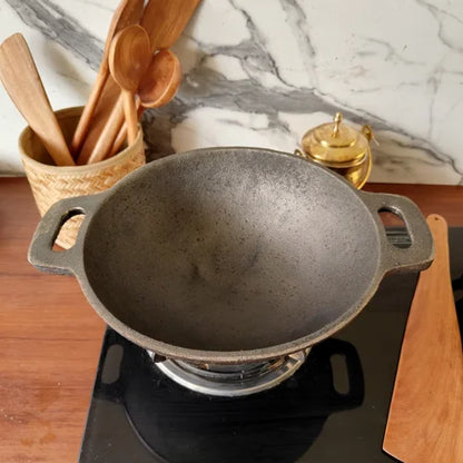 Cast Iron Kadai Smooth Finish Round Bottom – Image 4