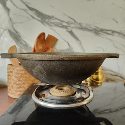Cast Iron Kadai Smooth Finish Round Bottom – Image 5