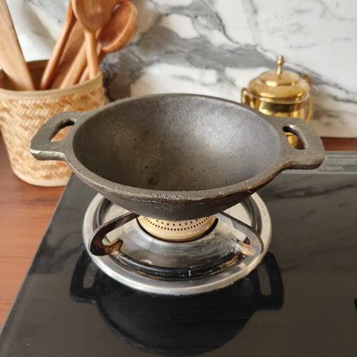 Cast Iron Kadai Smooth Finish Round Bottom – Image 6