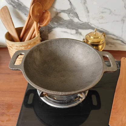 Cast Iron Kadai Smooth Finish Round Bottom – Image 7