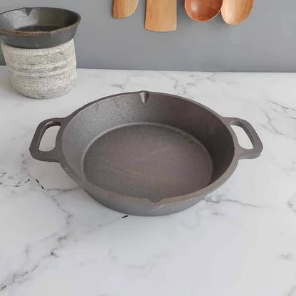 Cast Iron Loop-Round Skillet, Pan (Dual Handle) – Sama Homes