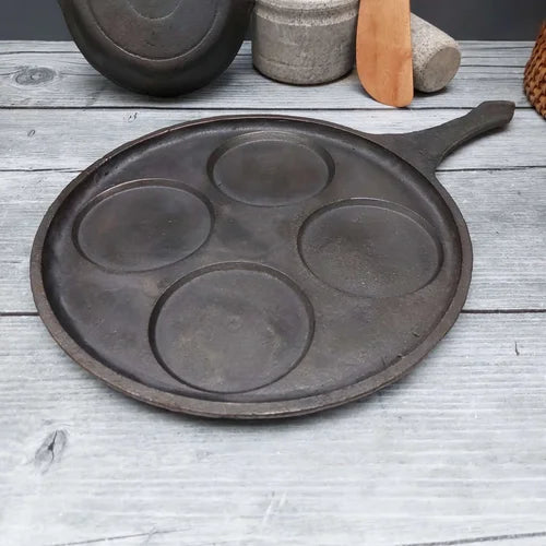 Cast Iron Mini Uthappam Pan - 4 Cavities – Sama Homes - Eco-friendly - Sama Homes
