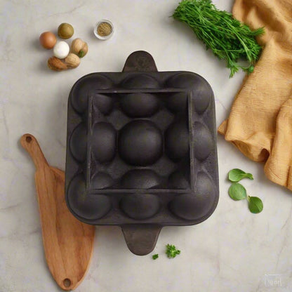Cast Iron Square Paniyaram Pan – 9 Pits | Paniyarakal for Paddu – Image 3