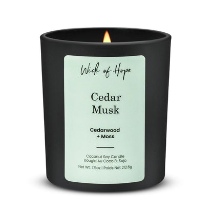 Cedar Musk Candle | Cedarwood + Moss by Wick of Hope - Full Size Candle