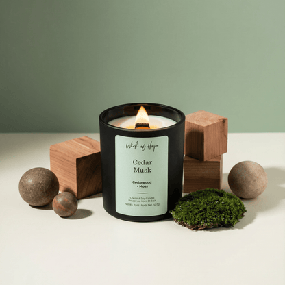Cedar Musk Candle | Cedarwood + Moss by Wick of Hope - Full Size Candle (View 2)