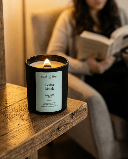 Cedar Musk Candle | Cedarwood + Moss by Wick of Hope - Full Size Candle (View 6)