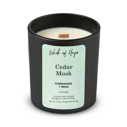 Cedar Musk Candle | Cedarwood + Moss by Wick of Hope - Full Size Candle (View 3)