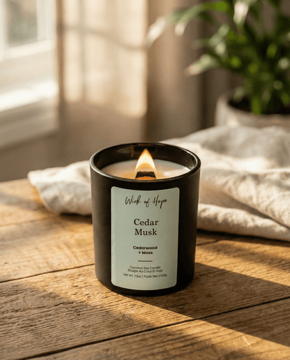 Cedar Musk Candle | Cedarwood + Moss by Wick of Hope - Full Size Candle (View 5)