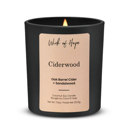 Ciderwood Candle | Oak Barrel Cider + Sandalwood by Wick of Hope - Full Size Candle