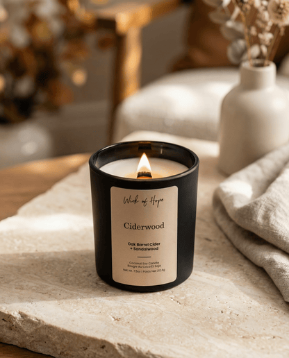 Ciderwood Candle | Oak Barrel Cider + Sandalwood by Wick of Hope - Full Size Candle (View 5)