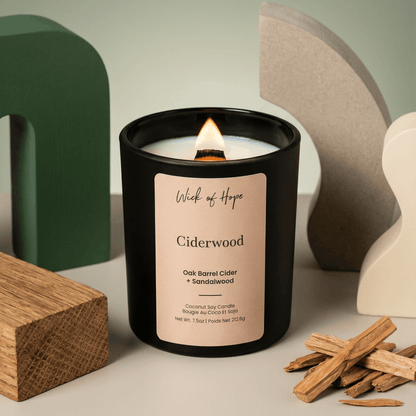 Ciderwood Candle | Oak Barrel Cider + Sandalwood by Wick of Hope - Full Size Candle (View 2)