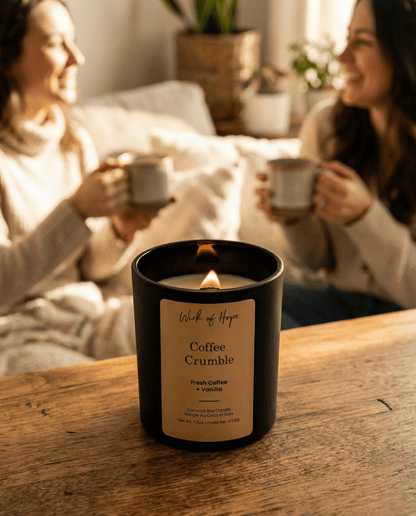 Coffee Crumble Candle | Fresh Coffee + Vanilla by Wick of Hope - Full Size Candle (View 6)