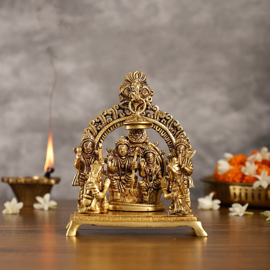 Sama Homes-complete brass ram darbar idol with all brothers height 7 inch