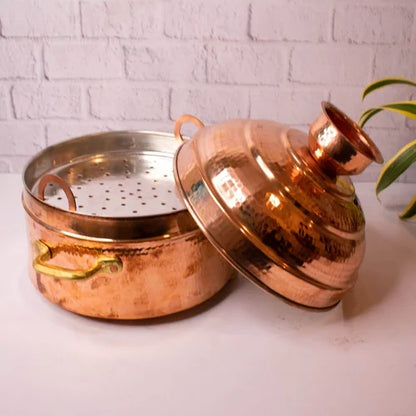 Handcrafted kalai tinned copper vessel for momos and dumplings