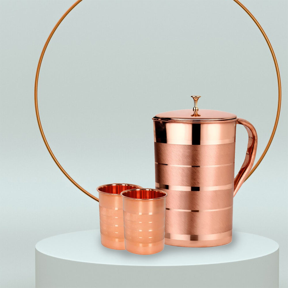 Traditional Copper Jug and Glasses Set Of 4| Luxurious Copper Jug & Glass Set for Diwali Gift