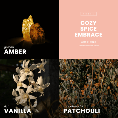 Cozy Spice Embrace Candle | Amber Romance + Vanilla by Wick of Hope - Full Size Candle (View 7)