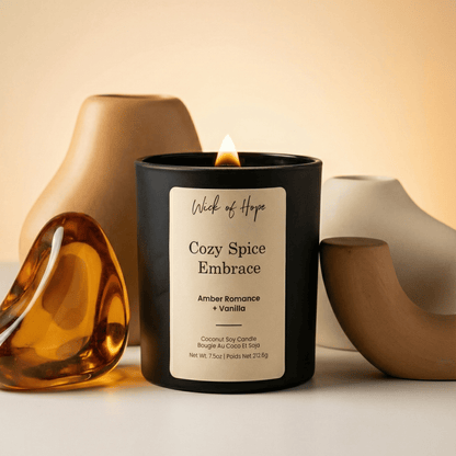 Cozy Spice Embrace Candle | Amber Romance + Vanilla by Wick of Hope - Full Size Candle (View 2)
